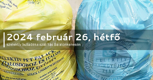 2024 február szelektív hulladékelszállítás Balatonkenesén