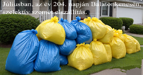 Júliusban, az év 204. napján Balatonkenesén, szelektív szemét elszállítás.